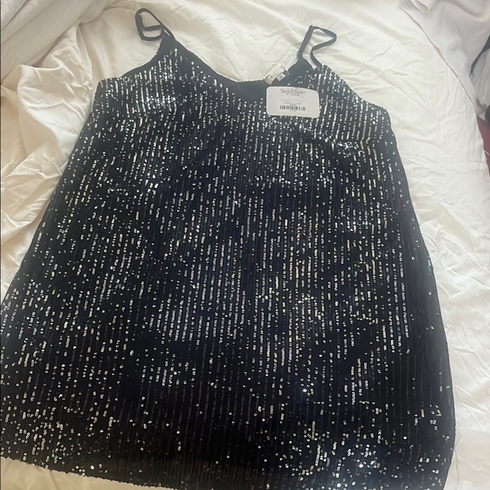 Black Sequin Sleeveless Fancy Dress